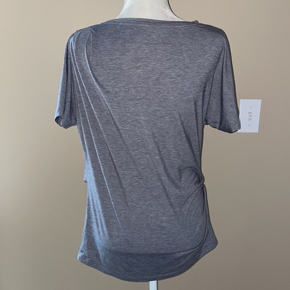 Athleta Essence Pleated Gray Tee, Size Medium - Picture 7 of 12